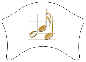 DABAN-382-WT-GD Music Notes White-Gold